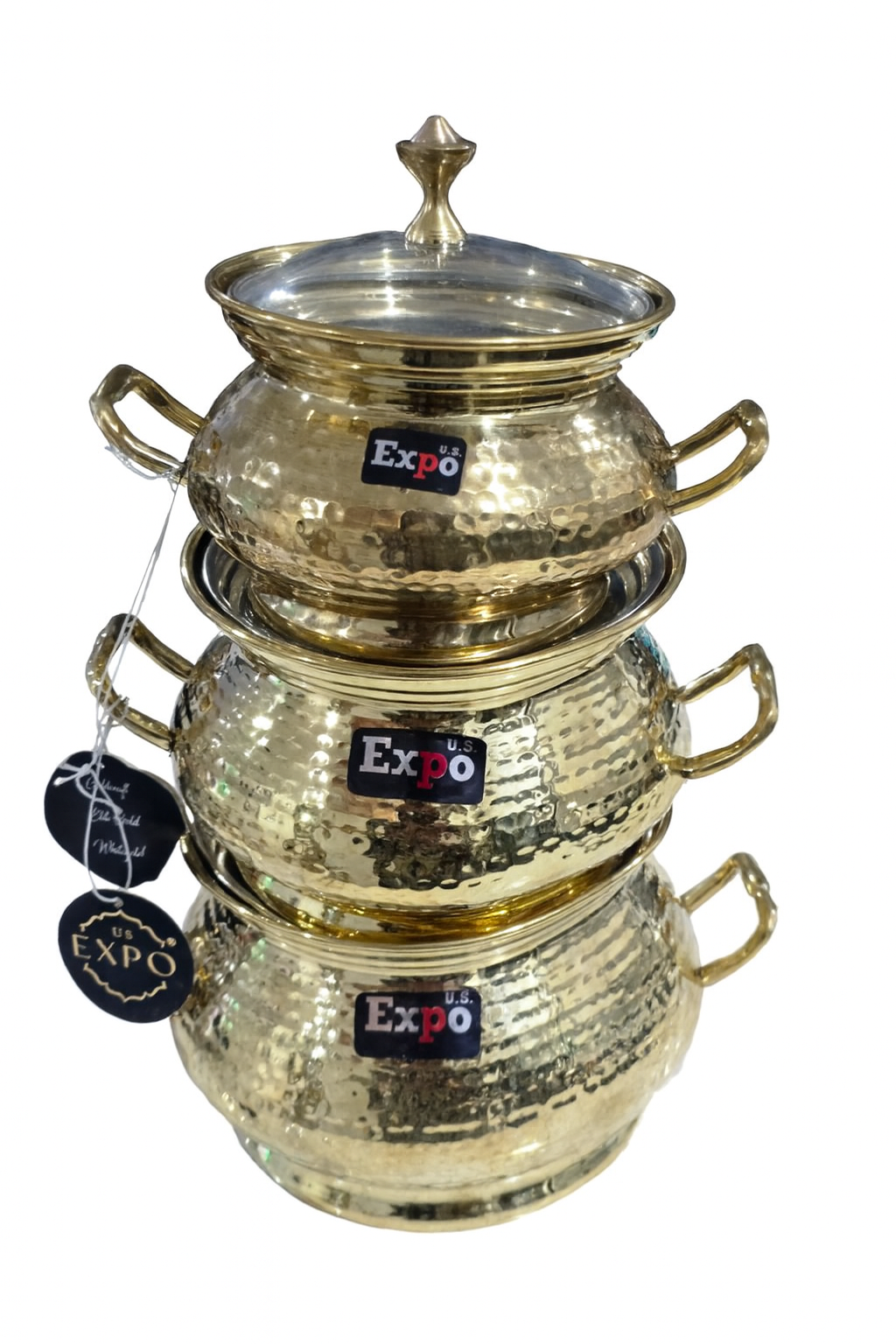 brass handi pots with lids