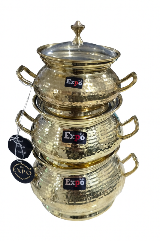 brass handi pots with lids