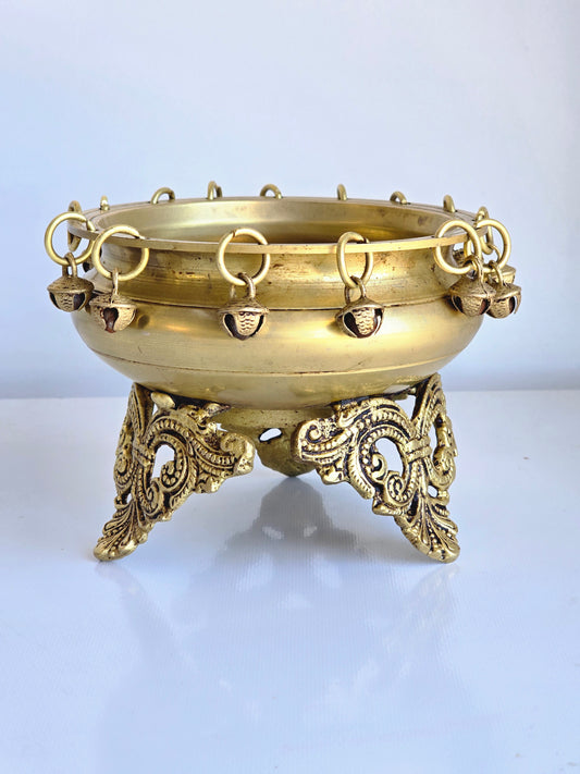 Round Brass Golden Bras Bell Urli For Decoration